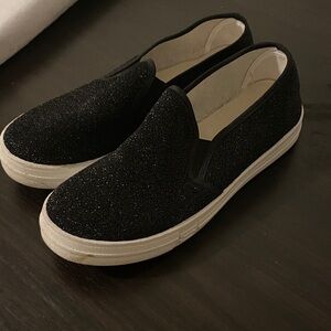 Glittery Black Slip-On flats